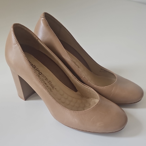 Walking Cradles Shoes - Walking Cradles Tan Chunky Heel Pumps